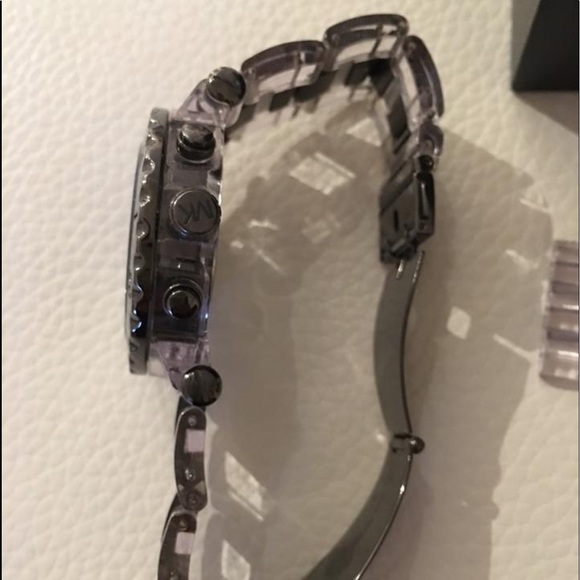 Gray and Clear Acrylic Oversized Chronograph Watch - Picture 6 of 10